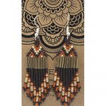 Orange & Cream & Brown - earrings