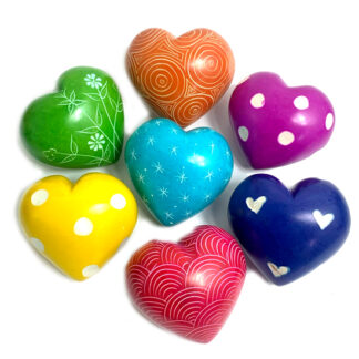 Rainbow Pack of 7 - Small Kisii Stone Hearts - 5cm