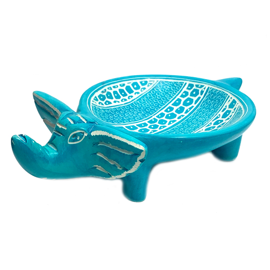 Turquoise Tribal Elephant Bowl Small