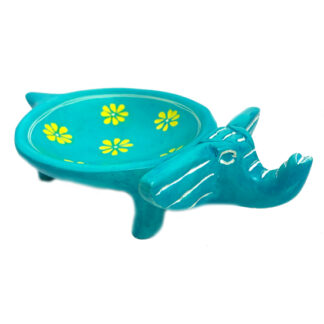 Turquoise Flower Elephant Bowl Small