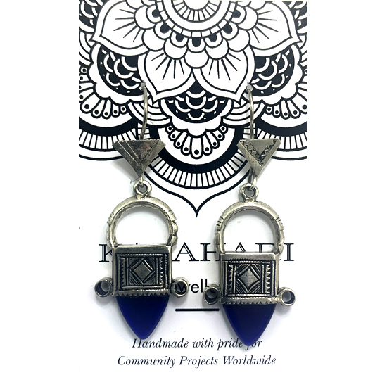 Blue Glass Ingal Tuareg Earrings