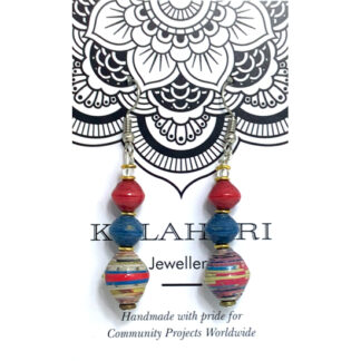 Blue Rainbow Paper Earrings