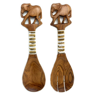 Gold Elephant Rosewood Salad Servers