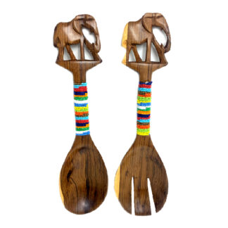 Rainbow Elephant Rosewood Salad Servers